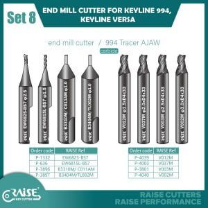 SET OF 6 END MILL CUTTERS AND 2 TRACERS FOR KEYLINE 994/NINJA/VERSA