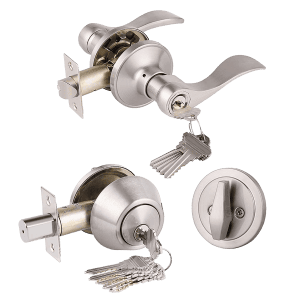 MAXTECH Combo Lockset Lever And Deadbolt Satin Nickel Finish (SC1 Keyway)