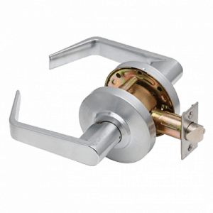 MAXTECH Grade 2 PASSAGE Cylindrical Lock Non-Clutching Angled Lever 3″ Diameter Rose Satin Chrome Finish