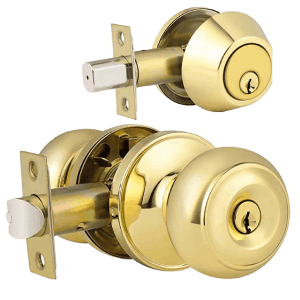 MAXTECH Combo Lockset Knob And Deadbolt Brass Finish (SC1 Keyway)