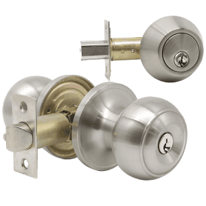 MAXTECH Combo Lockset Knob And Deadbolt Satin Nickel Finish (SC1 Keyway)