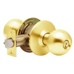 MAXTECH Builders series Grade 2 Entry / Office Cylindrical Knob Lock Set Brass Finish 2-3/4”