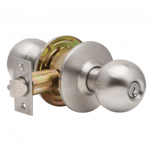 MAXTECH Builders series Grade 2 Entry / Office Cylindrical Knob Lock Set Satin Chrome Finish 2-3/4” backset