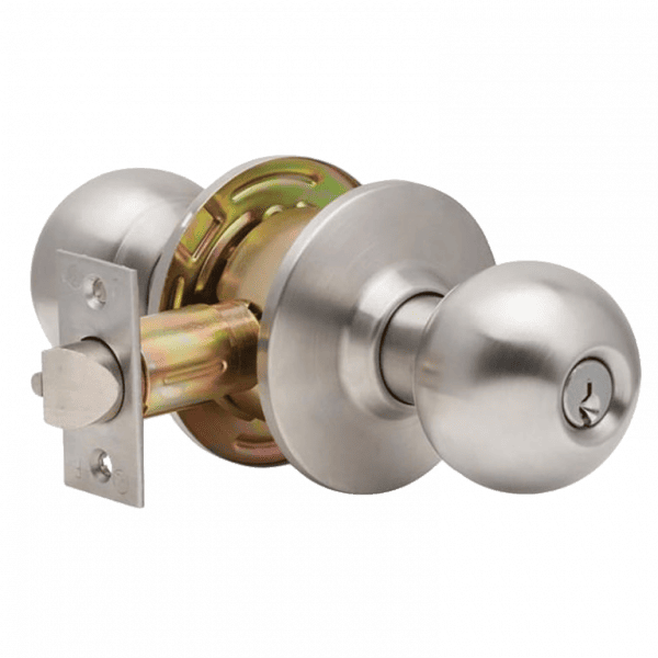 MAXTECH Builders series Grade 2 Entry / Office Cylindrical Knob Lock Set Satin Chrome Finish 2-3/4” backset